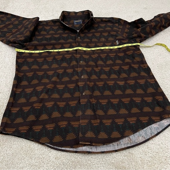 WOOLRICH Flannel Shirt Heavy Brown Southwestern Aztec Long Sleeve Mens Size XL, - Picture 14 of 16